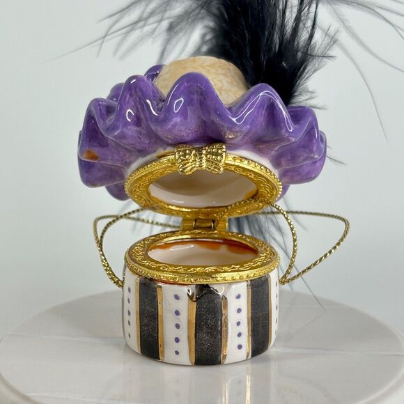 Porcelain Hinged Trinket Box Mud Pie Pillbox Fashion Set Hat Shoe Purse Vintage - Picture 4 of 11